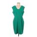 Calvin Klein Cocktail Dress - Sheath V Neck Sleeveless: Green Solid Dresses - Women's Size 12