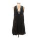 Aqua Casual Dress - DropWaist Plunge Sleeveless: Black Print Dresses - Women's Size Medium