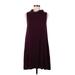 Socialite Casual Dress - Mini High Neck Sleeveless: Burgundy Print Dresses - Women's Size Medium