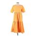 Peter Som Collective Casual Dress - Midi Crew Neck Short sleeves: Orange Print Dresses - Women's Size 4