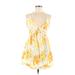 Zara Casual Dress - Mini Halter Sleeveless: Yellow Floral Dresses - Women's Size Medium