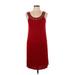 Say What? Cocktail Dress - Shift Scoop Neck Sleeveless: Red Solid Dresses - Women's Size Medium