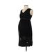 Motherhood Cocktail Dress - Midi Scoop Neck Sleeveless: Black Print Dresses - Women's Size Small Maternity