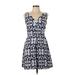 Gap Casual Dress - Fit & Flare: Blue Jacquard Dresses - Women's Size 8