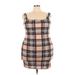 Shein Casual Dress - Bodycon Square Sleeveless: Tan Plaid Dresses - Women's Size 3X