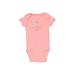 Carter's Short Sleeve Onesie: Pink Bottoms - Size Newborn