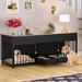 Tucker Murphy Pet™ Furniture-Style Dog Crate w/ 2 Feeding Drawers Wood in Black | 34 H x 74.8 W x 22 D in | Wayfair