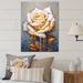 Bungalow Rose Cream Gold Rose Reverie - Floral Metal Wall Art Metal in Gray/White/Yellow | 32 H x 16 W x 1 D in | Wayfair