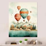 Millwood Pines Flying Over the Ocean in Hot Air Ballon - Hot Air Balloon Metal Wall Decor Metal in Blue/Orange | 32 H x 16 W x 1 D in | Wayfair