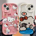 Coque de téléphone Sanurgente Hello Kitty Wave pour iPhone coque en silicone souple mignon 15