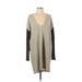 By Malene Birger Casual Dress - Sweater Dress Plunge Long sleeves: Ivory Color Block Dresses - Women's Size Small