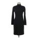 Studio 0001 by FERRE Casual Dress - Sweater Dress Turtleneck Long sleeves: Black Print Dresses - Women's Size 8