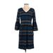 Ronni Nicole Casual Dress - Midi: Blue Stripes Dresses - New - Women's Size Small