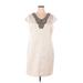 Adrianna Papell Casual Dress - Mini Scoop Neck Short sleeves: Tan Dresses - Women's Size 16