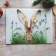 Pretty Hare and Bluebell Glass Worktop Protector Cutting Board Worktop Saver Kitchen Gift For Her Wildlife Kitchen Homeware Country Home