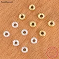 Genuine Real Pure Solid 925 Sterling Silver Beads Flat Round 18k Gold distanziatori sciolti Bead