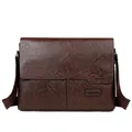 PU Leather Men'S Briefcase Male Executive Document Shoulder Vintage Business Work Messenger