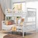 Twin Over Full Solid Wood Bunk Bed with Ladder, Safety Guardrail, No Box Spring Need, Perfect for Bedroom Kids, White