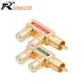 2PCS Gold Plated RCA Male to 2 Female RCA Splitter Adapter AV Video Audio F Plug RCA 3 way Plug R