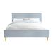 Contemporary Style Gray High Gloss Eastern King Bed - Gold Metal Accents, Wave Pattern Design, Metal Legs