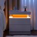 Modern Style Nightstand with LED Lights and 2 Drawers