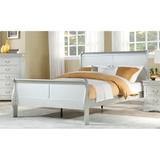 Transitional Style Platinum Wood & Veneer Eastern King Bed - Sleigh Bed, Low Profile FB, Wooden Construction