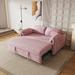 54" Velvet Sleeper Loveseat Sofa w/ Pull Out Bed & Side Pocket, Pink