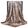 Luxury Silk Scarf Fashion Foulard Satin Shawl Scarfs Leopard 90*90cm Square Silk Head Scarves Women