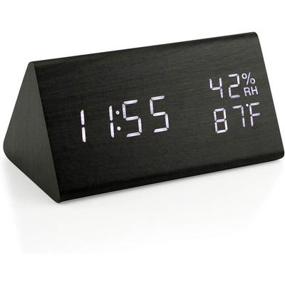 Wooden Smart LED Alarm Clock with Temperature and Voice Control