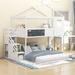 Twin Over Full House Bunk Bed with Storage Staircase Shelves & Blackboard for Kids Teens, Space Saving Furniture, White