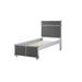 Transitional Gray Finish Eastern King Bed - Slatted Panel Headboard, Tapered Wooden Leg, No Storage