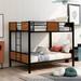 Full-over-full bunk bed modern style steel frame bunk bed with safety rail, built-in ladder for bedroom, dorm, boys, girls