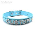 Handmade Customized Name Letters Choker Collars Necklaces Sexy Sky Blue PU Personalized Sex Cosplay