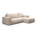 Canapé d'angle convertible droite 3 places coffre beige