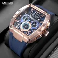 Megir Marineblau Silikon armband Sport uhr für Herren Mode wasserdichte Chronograph Quarz Armbanduhr