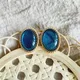 New Court mittelalter liche modische elegante ovale Ohr clips Vintage Glas blau Stein Clip auf