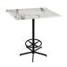 Indoor/Outdoor 42 Tall OD216 Black Table Base with 36 x 36 Square Indoor/Outdoor White Marble Top by the Holland Bar Stool Co.