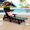 Polytrends Laguna All Weather Poly Pool Outdoor Chaise Lounge - with Arms Black