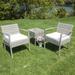 JUSTMAE 3-Piece Wicker Bistro Set Outdoor Patio chairs & Coffee Table White