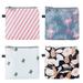 sanitary napkin pouch 4PCS Zipper Sanitary Napkin Bag Waterproof Packages for Women Girls (Cactus Flamingo Flower Stripe 1PC Each)