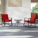 CHYVARY 3PCS Outdoor Steel Rocking Chair Table Set Patio Furniture Set w/ Red Cushions
