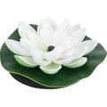 HEMOTON 1Pc Solar-powered Lotus Fountain Novel Fish Pond Fountain Garden Decor (White)