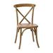 Bistro Style Cross Back Hand Scraped Dark Natural Wood Stackable Dining Chair - X Back Banquet Dining Chair