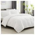 TiaGOC White Duvet Cover Queen Size-Tufted Queen Duvet Cover Set-Extremely Fluffy Soft Plush 3 Pieces with Zipper Closure (1 Bedding Duvet Cover 90x90 inches and 2 Pillow Shams)