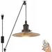 Kiven 1-Light Plug in Pendant Light Industrial Pulley Hanging Light with 15FT Cord Remote Control Dimmable Ceiling Pendant Light Brushed Nickel Finish