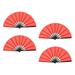 Uxcell Folding Fan Vintage Handheld Fans Plastic for Halloween Party 64x33cm/25.2x13 Pack of 4 (Red Black)