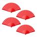 Uxcell Folding Fan Vintage Handheld Fans Plastic for Halloween Party 42x23cm/16.54x9.06 Pack of 4 (Red)