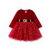 Sunisery Toddler Kids Little Girls Christmas Dress Long Sleeve Princess Party Pageant Tutu Dresses Spring Fall Clothes