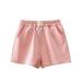 NIUREDLTD Toddler Girls Summer Solid Color Elastic Waistband Casual Shorts With Pockets School Home Beach Shorts Size 140
