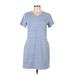 32 Degrees Casual Dress - Shift V Neck Short sleeves: Blue Dresses - Women's Size Medium